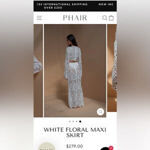 Melissa Phair Elegant White Lace Maxi Skirt. Size XS